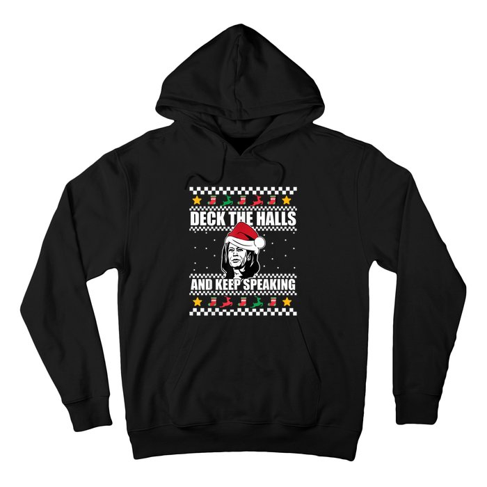 Deck The Halls And Keep Speaking, Kamala Harris's Ugly Meme Hoodie