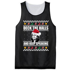 Deck The Halls And Keep Speaking, Kamala Harris's Ugly Meme Mesh Reversible Basketball Jersey Tank