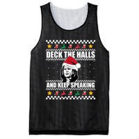 Deck The Halls And Keep Speaking, Kamala Harris's Ugly Meme Mesh Reversible Basketball Jersey Tank