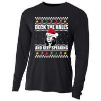 Deck The Halls And Keep Speaking, Kamala Harris's Ugly Meme Cooling Performance Long Sleeve Crew