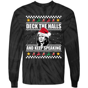 Deck The Halls And Keep Speaking, Kamala Harris's Ugly Meme Tie-Dye Long Sleeve Shirt