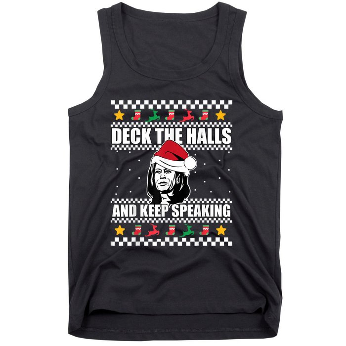 Deck The Halls And Keep Speaking, Kamala Harris's Ugly Meme Tank Top