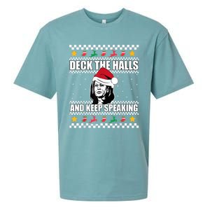 Deck The Halls And Keep Speaking, Kamala Harris's Ugly Meme Sueded Cloud Jersey T-Shirt