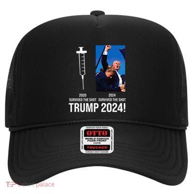 Donald Trump Historical Moment At Pa Presidential Rally High Crown Mesh Back Trucker Hat