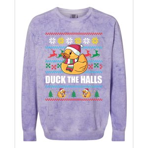 Duck The Halls! Ugly Christmas Jumper Funny Santa Claus Meme Gift Colorblast Crewneck Sweatshirt