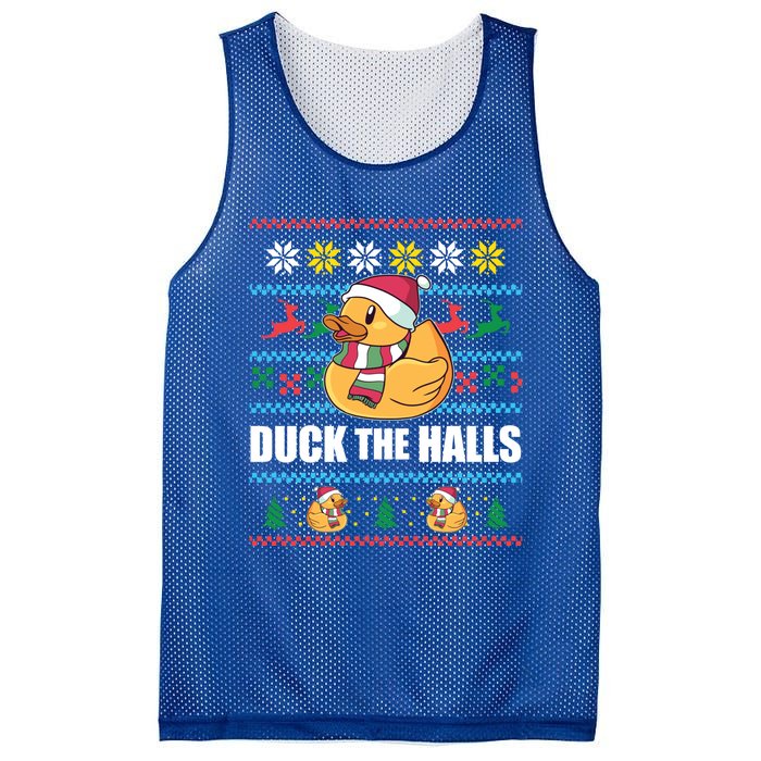 Duck The Halls! Ugly Christmas Jumper Funny Santa Claus Meme Gift Mesh Reversible Basketball Jersey Tank