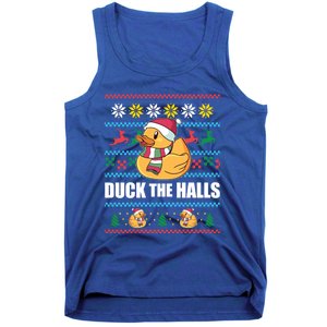 Duck The Halls! Ugly Christmas Jumper Funny Santa Claus Meme Gift Tank Top