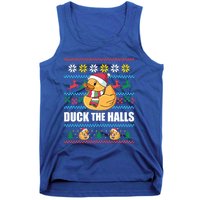 Duck The Halls! Ugly Christmas Jumper Funny Santa Claus Meme Gift Tank Top