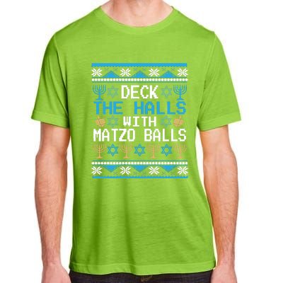 Deck The Halls With Matzo Balls Ugly Hanukkah Christmas Adult ChromaSoft Performance T-Shirt