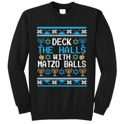 Deck The Halls With Matzo Balls Ugly Hanukkah Christmas Sweatshirt