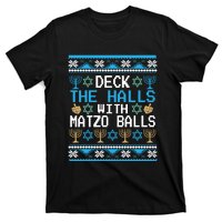 Deck The Halls With Matzo Balls Ugly Hanukkah Christmas T-Shirt