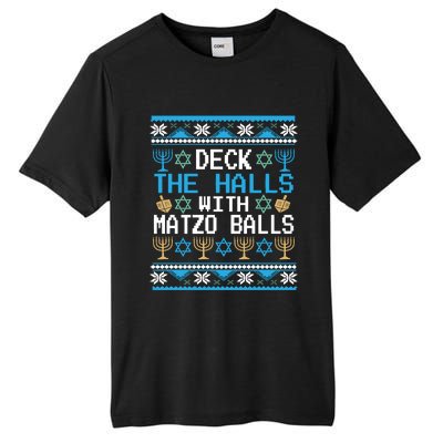 Deck The Halls With Matzo Balls Ugly Hanukkah Christmas Tall Fusion ChromaSoft Performance T-Shirt