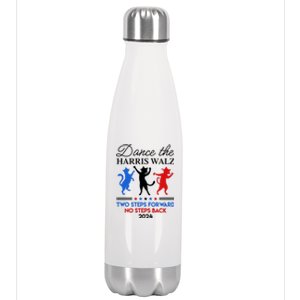 Dance The Harris Walz Waltz 2024 Two Steps Forward Not Back Meaningful Gift Stainless Steel Insulated Water Bottle