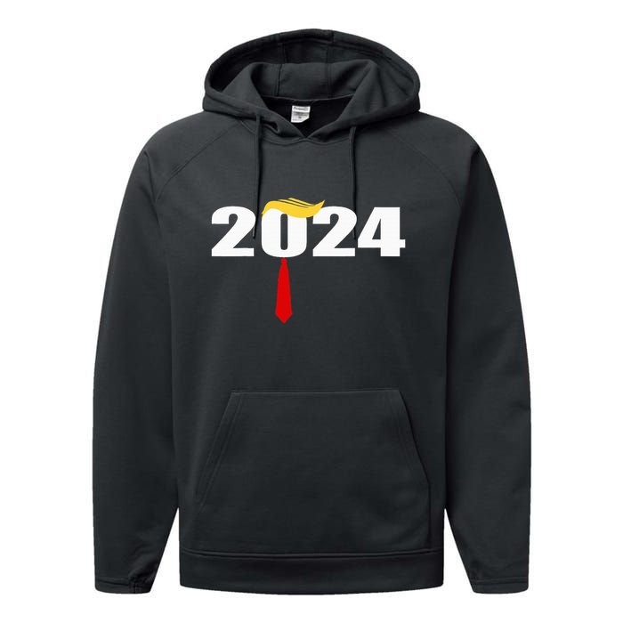 Donald Trump Hair Tie Donald Trump 2024 President Performance Fleece Hoodie