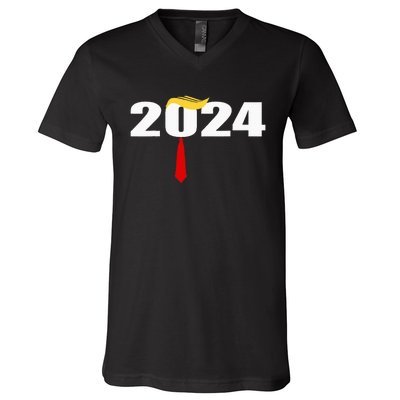 Donald Trump Hair Tie Donald Trump 2024 President V-Neck T-Shirt