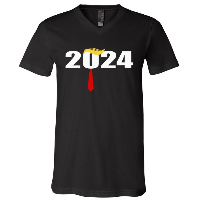 Donald Trump Hair Tie Donald Trump 2024 President V-Neck T-Shirt