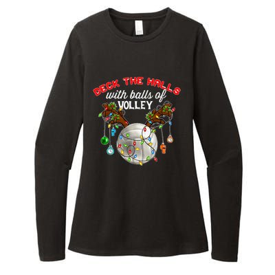 Deck The Halls With Balls Of Volley Christmas Volleyball Womens CVC Long Sleeve Shirt