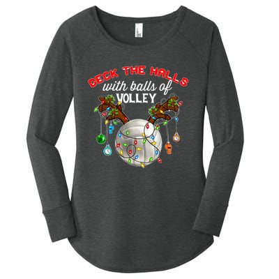 Deck The Halls With Balls Of Volley Christmas Volleyball Women's Perfect Tri Tunic Long Sleeve Shirt