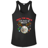 Deck The Halls With Balls Of Volley Christmas Volleyball Ladies PosiCharge Competitor Racerback Tank