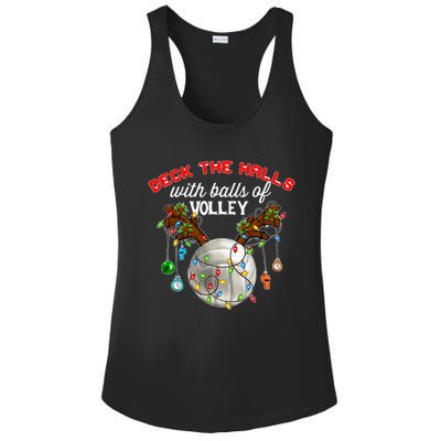 Deck The Halls With Balls Of Volley Christmas Volleyball Ladies PosiCharge Competitor Racerback Tank