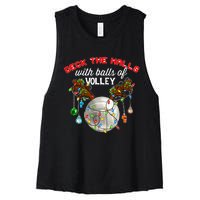 Deck The Halls With Balls Of Volley Christmas Volleyball Women's Racerback Cropped Tank