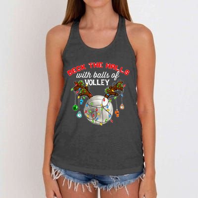 Deck The Halls With Balls Of Volley Christmas Volleyball Women's Knotted Racerback Tank