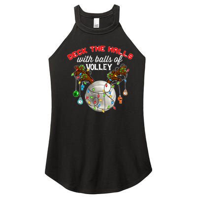 Deck The Halls With Balls Of Volley Christmas Volleyball Women's Perfect Tri Rocker Tank