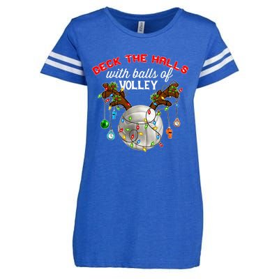 Deck The Halls With Balls Of Volley Christmas Volleyball Enza Ladies Jersey Football T-Shirt