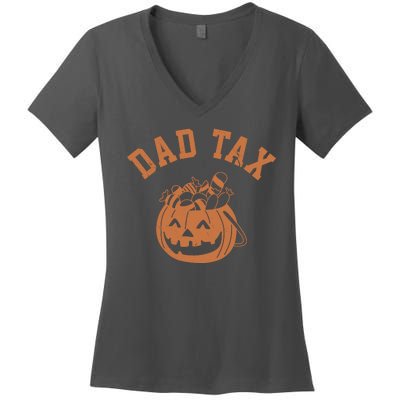 Dad Tax Halloween Trick Or Treat Funny Women's V-Neck T-Shirt