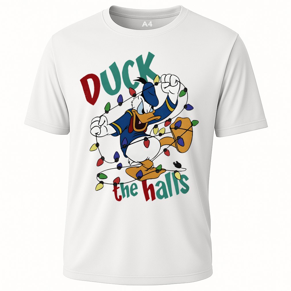 Duck The Halls Christmas Lights Cooling Performance Crew T-Shirt