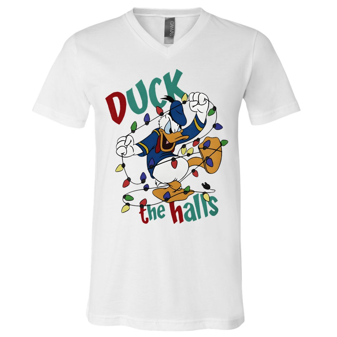 Duck The Halls Christmas Lights V-Neck T-Shirt