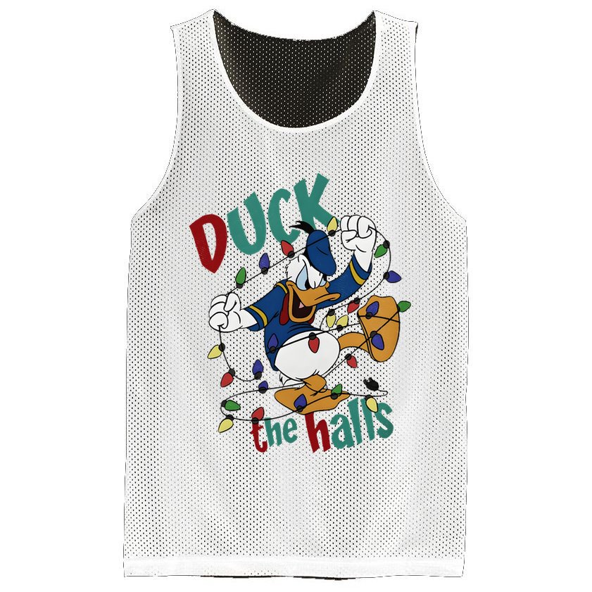 Duck The Halls Christmas Lights Mesh Reversible Basketball Jersey Tank