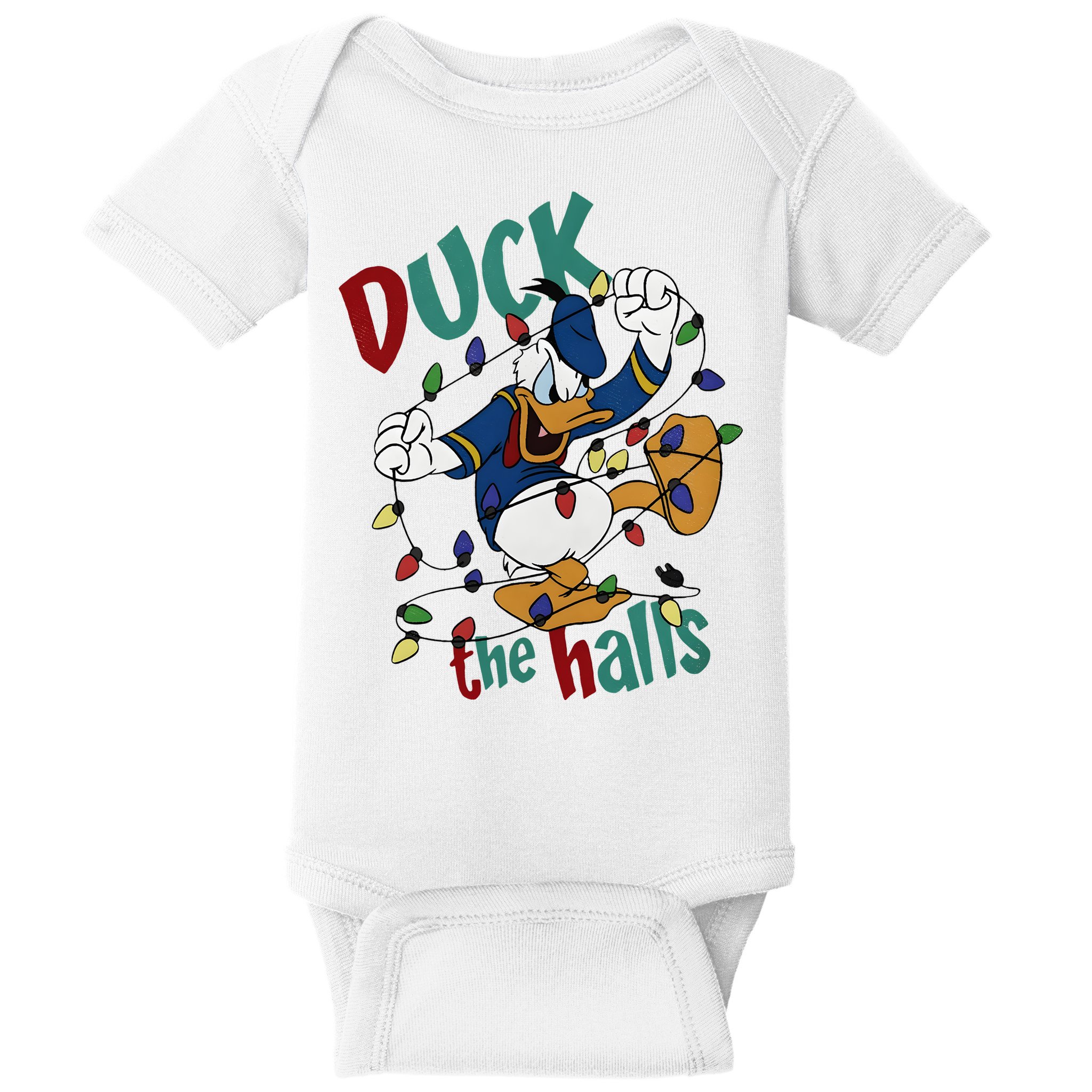 Duck The Halls Christmas Lights Baby Bodysuit