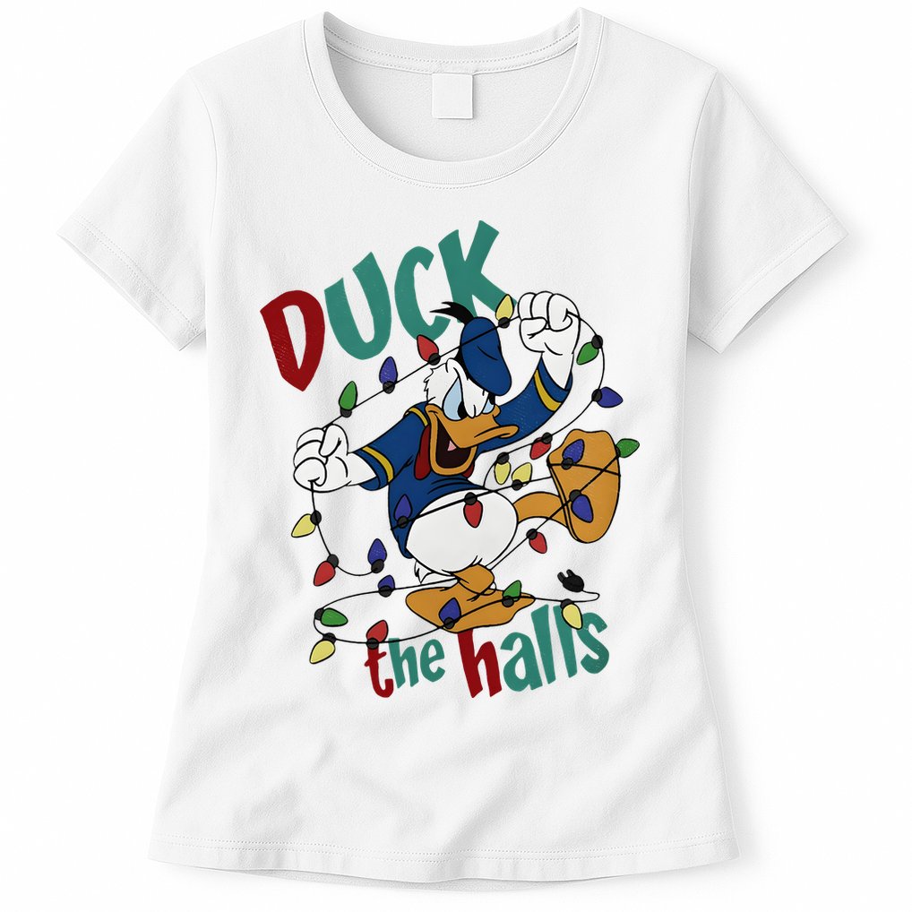 Duck The Halls Christmas Lights Womens T-Shirt