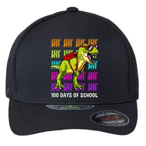 Dinosaur Trex Happy 100th Day Of School Boy Flexfit Unipanel Trucker Cap