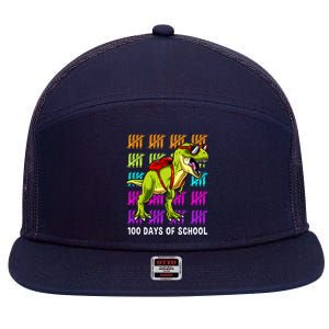 Dinosaur Trex Happy 100th Day Of School Boy 7 Panel Mesh Trucker Snapback Hat