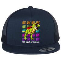 Dinosaur Trex Happy 100th Day Of School Boy Flat Bill Trucker Hat