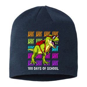 Dinosaur Trex Happy 100th Day Of School Boy Sustainable Beanie