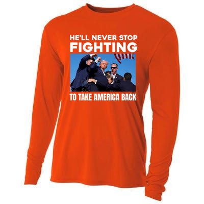 Donald Trump HeLl Never Stop Fighting To Take America Back Gift Cooling Performance Long Sleeve Crew