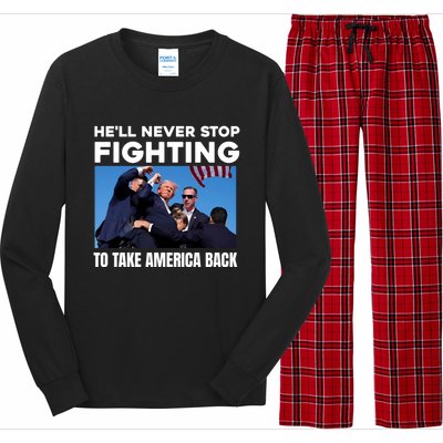 Donald Trump HeLl Never Stop Fighting To Take America Back Gift Long Sleeve Pajama Set