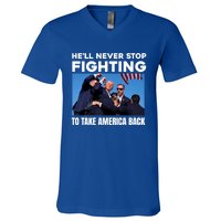 Donald Trump HeLl Never Stop Fighting To Take America Back Gift V-Neck T-Shirt