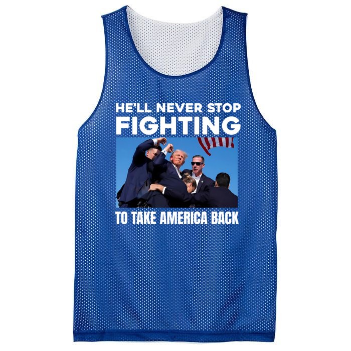 Donald Trump HeLl Never Stop Fighting To Take America Back Gift Mesh Reversible Basketball Jersey Tank