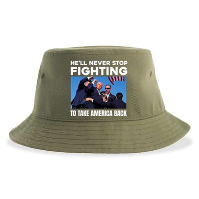 Donald Trump HeLl Never Stop Fighting To Take America Back Gift Sustainable Bucket Hat