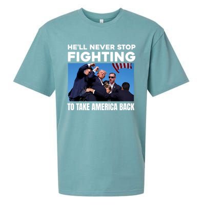 Donald Trump HeLl Never Stop Fighting To Take America Back Gift Sueded Cloud Jersey T-Shirt