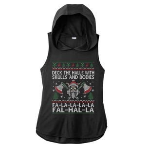 Deck The Halls With Skulls And Bodies Viking Christmas Ugly Gift Ladies PosiCharge Tri-Blend Wicking Draft Hoodie Tank