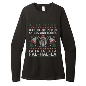 Deck The Halls With Skulls And Bodies Viking Christmas Ugly Gift Womens CVC Long Sleeve Shirt