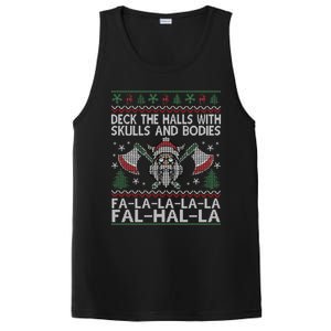 Deck The Halls With Skulls And Bodies Viking Christmas Ugly Gift PosiCharge Competitor Tank