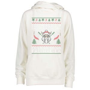 Deck The Halls With Skulls And Bodies Viking Christmas Ugly Gift Womens Funnel Neck Pullover Hood