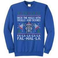 Deck The Halls With Skulls And Bodies Viking Christmas Ugly Gift Sweatshirt