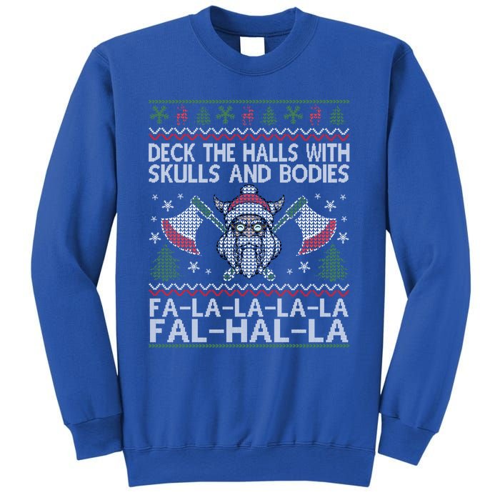 Deck The Halls With Skulls And Bodies Viking Christmas Ugly Gift Sweatshirt